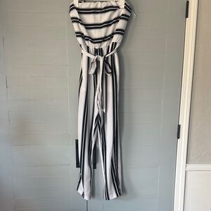 Express Black and White Striped Jumpsuit